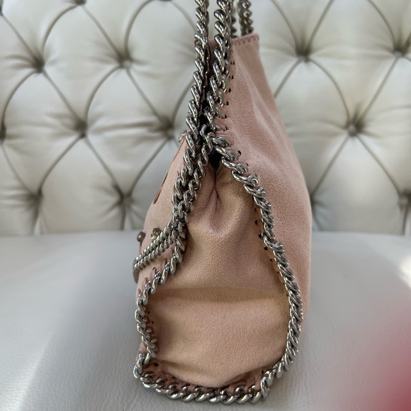 New Stella McCartney Falabella Pink Peach Vegan Suede Bag Crossbody Metal Chain - Picture 5 of 10